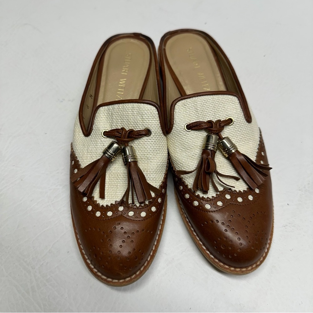 Stuart Weitzman Brown and Cream Loafers size 6